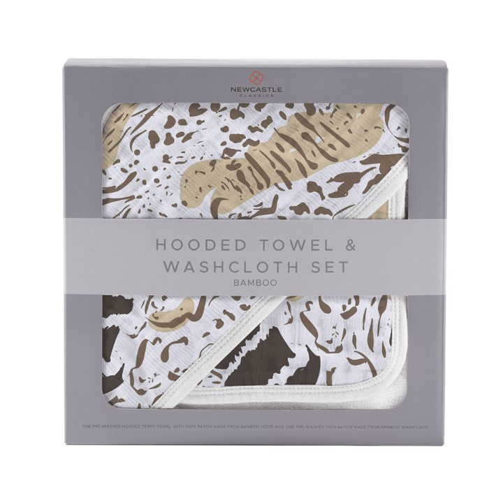 Animal Print Bamboo Hooded Towel and Washcloth Set