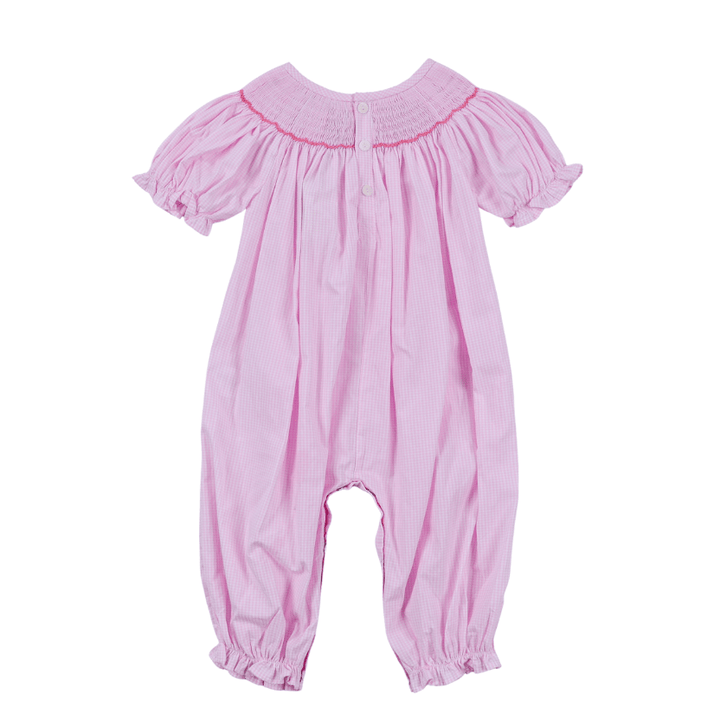 Pink Christmas Tree Hand Smocked Ruffle Romper