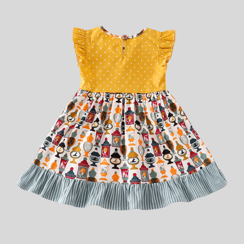 White Dot Ruffle Pocket Dress