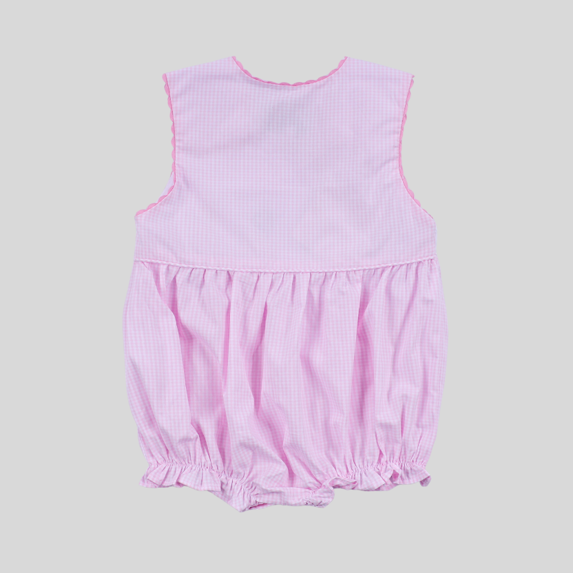 Pink Princess Hand Smocked Plaid Bubble