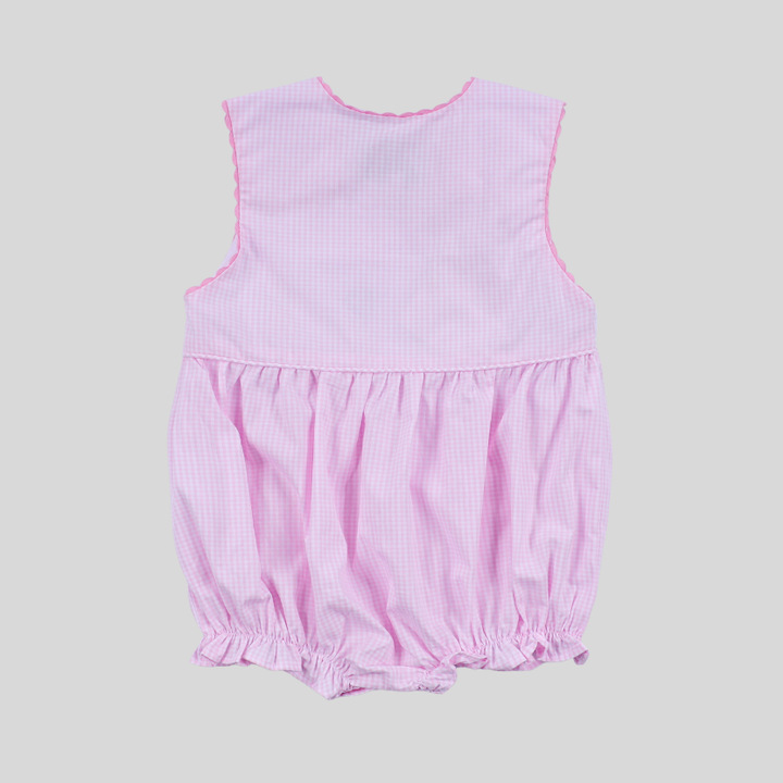 Pink Princess Hand Smocked Plaid Bubble
