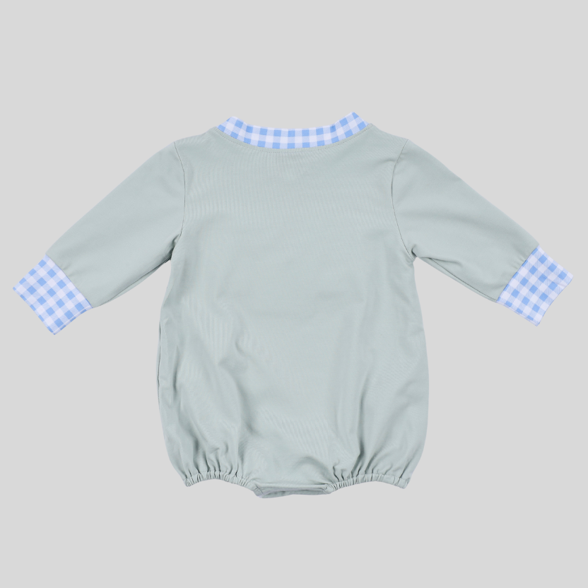 Sage Cow Hand Smocked Bubble