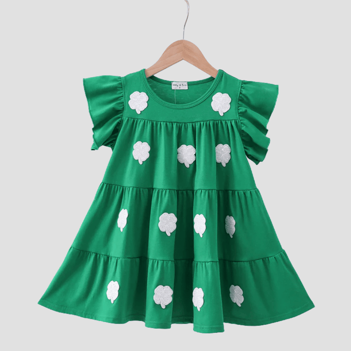 Green Clover Sequin Ruffle Tiered Dress