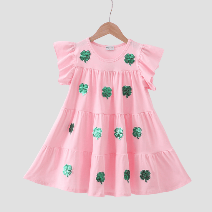 Pink Clover Sequin Ruffle Tiered Dress