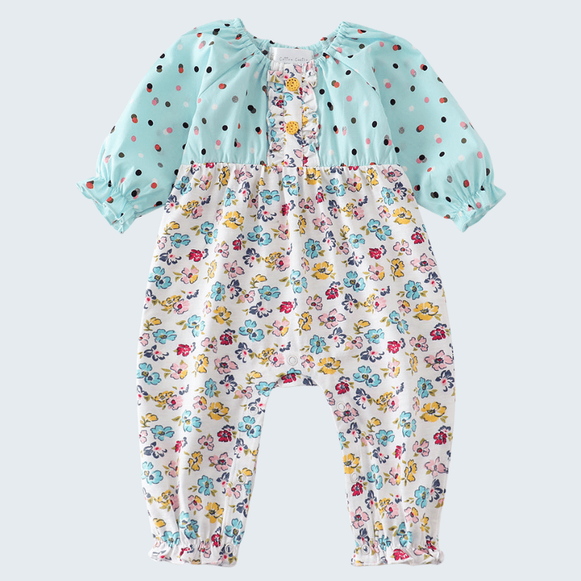 Platinum Mint Floral Print Romper