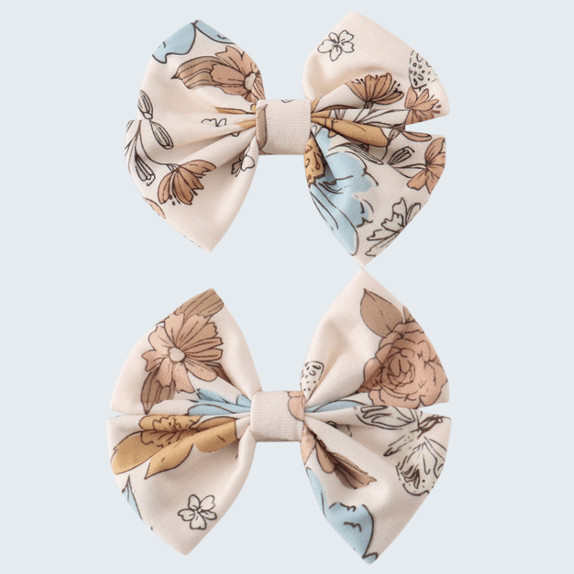 Floral Print Piggie Hair Bows