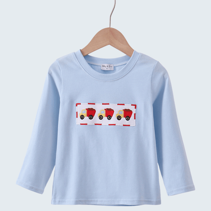 Blue Construction Embroidered Top