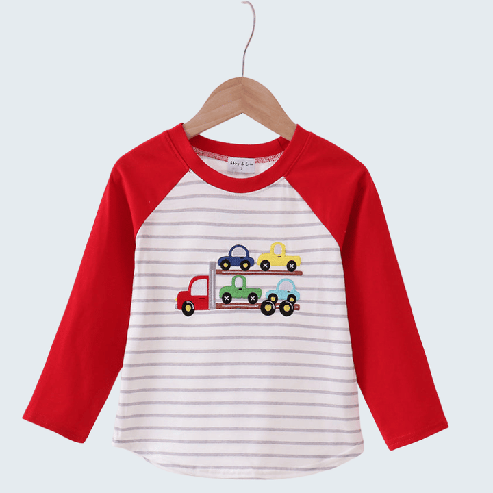 Striped Car Embroidered Top