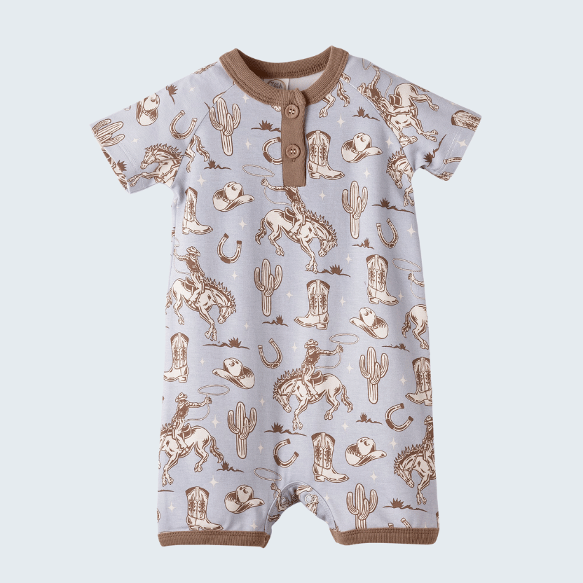Blue Western Bamboo Shorty Romper