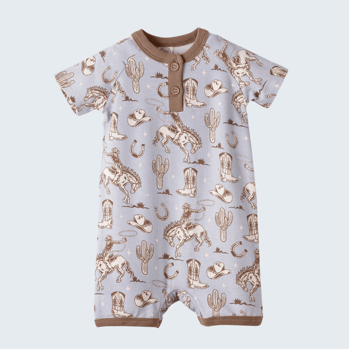 Blue Western Bamboo Shorty Romper