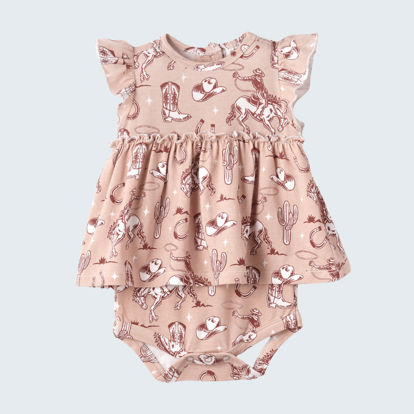 Pink Bamboo Cowgirl Skirted Bodysuit