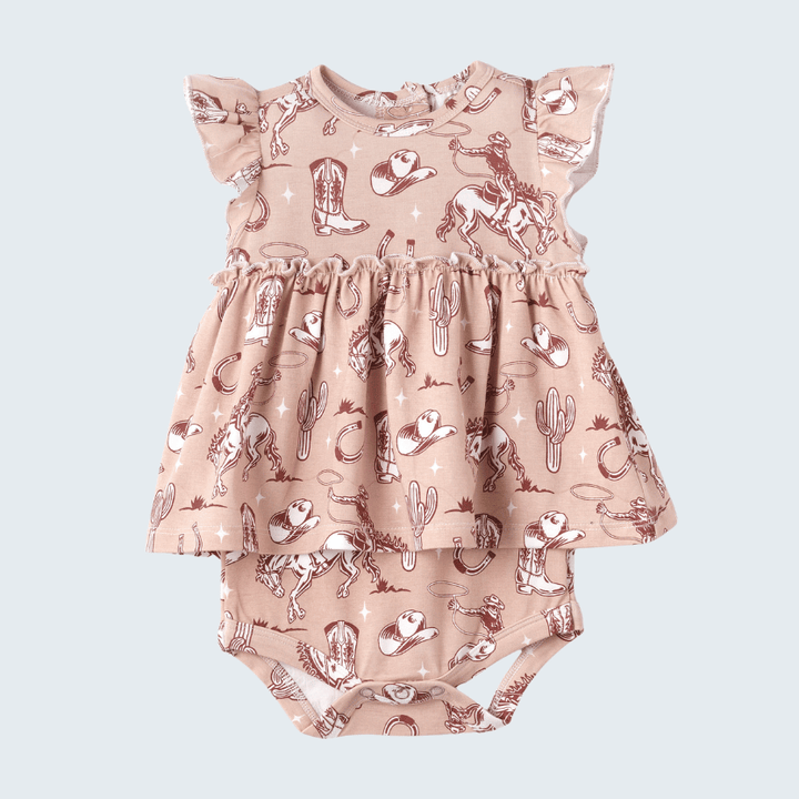 Pink Bamboo Cowgirl Skirted Bodysuit