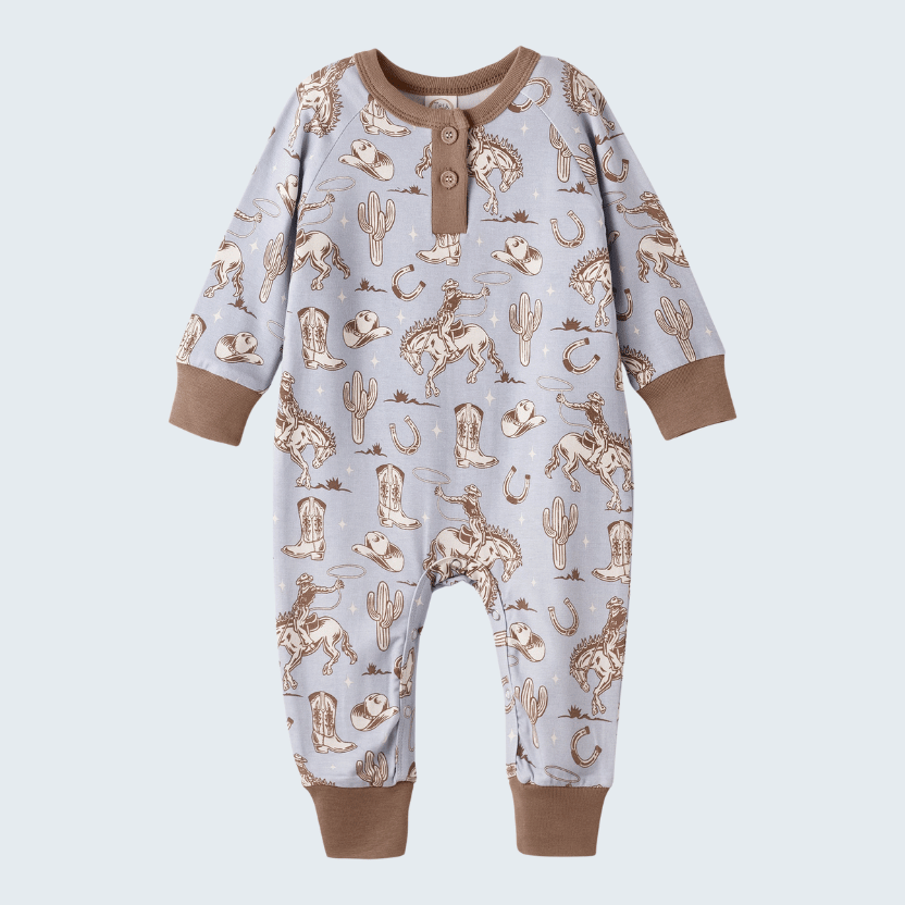 Blue Western Bamboo Henley Romper