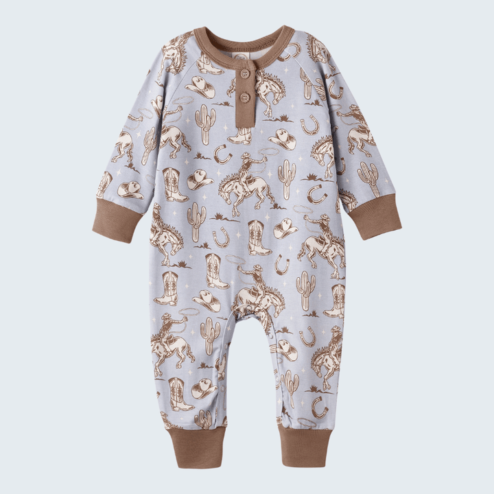 Blue Western Bamboo Henley Romper