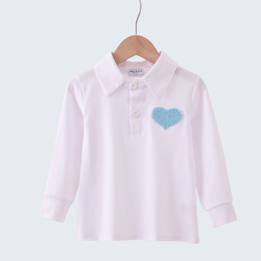 Blue Heart French Knot Button Down Top