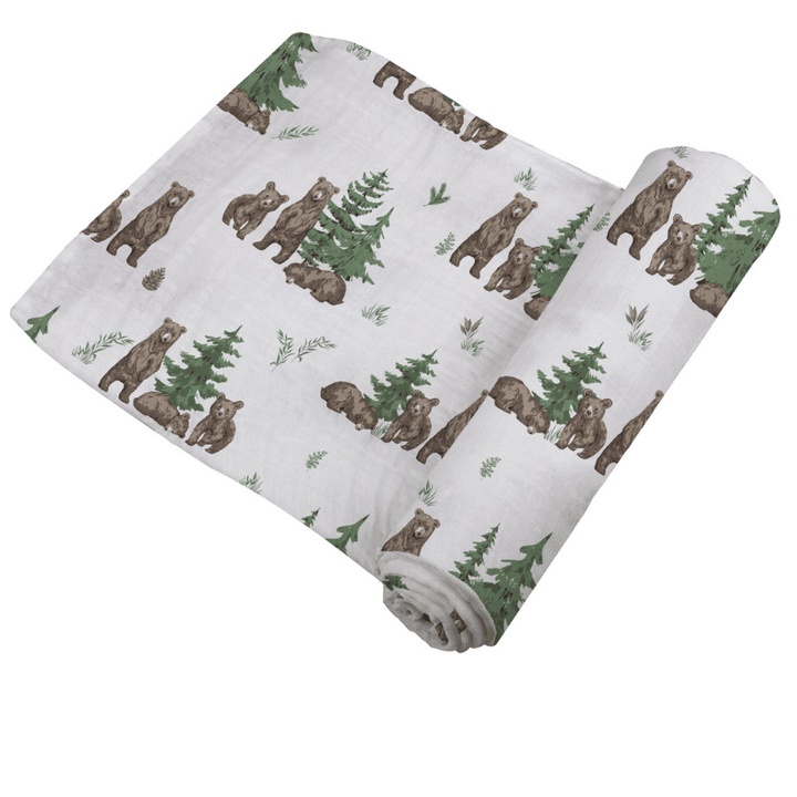 Bamboo Bear Print Swaddle