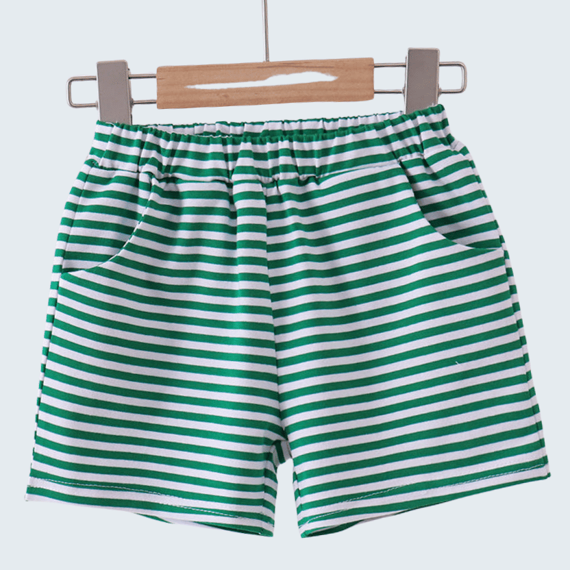 Premium Green & White Stripe Shorts