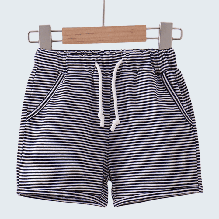 Premium Navy &amp; White Stripe Drawstring Shorts