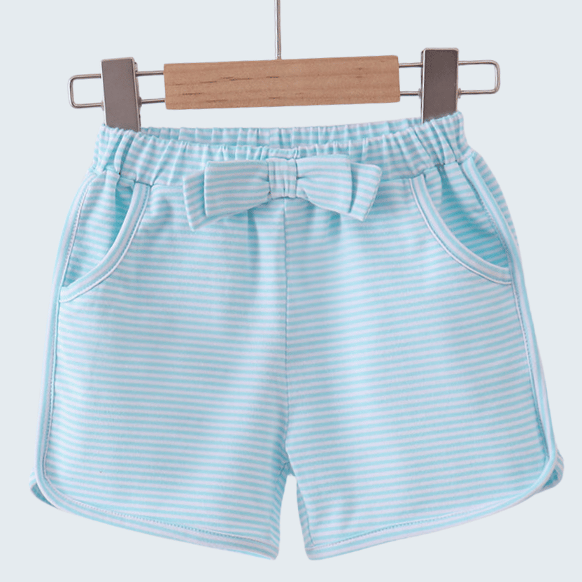 Premium Mint &amp; White Stripe Bow Shorts