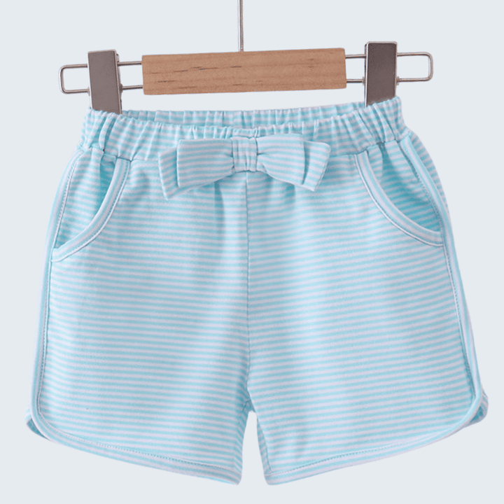 Premium Mint &amp; White Stripe Bow Shorts