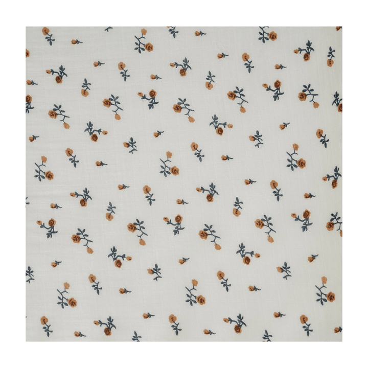 Cream Floral Muslin Crib Sheet