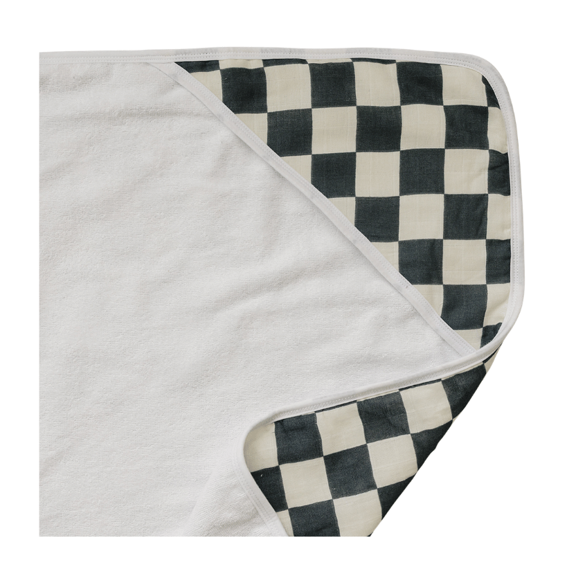 Charcoal Checkered Muslin Hooded Towel