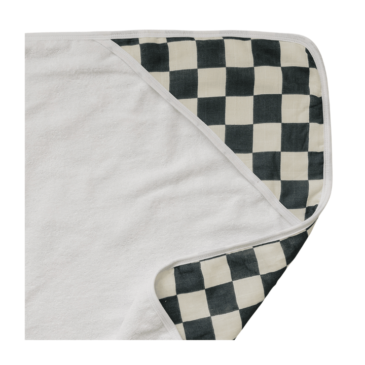 Charcoal Checkered Muslin Hooded Towel