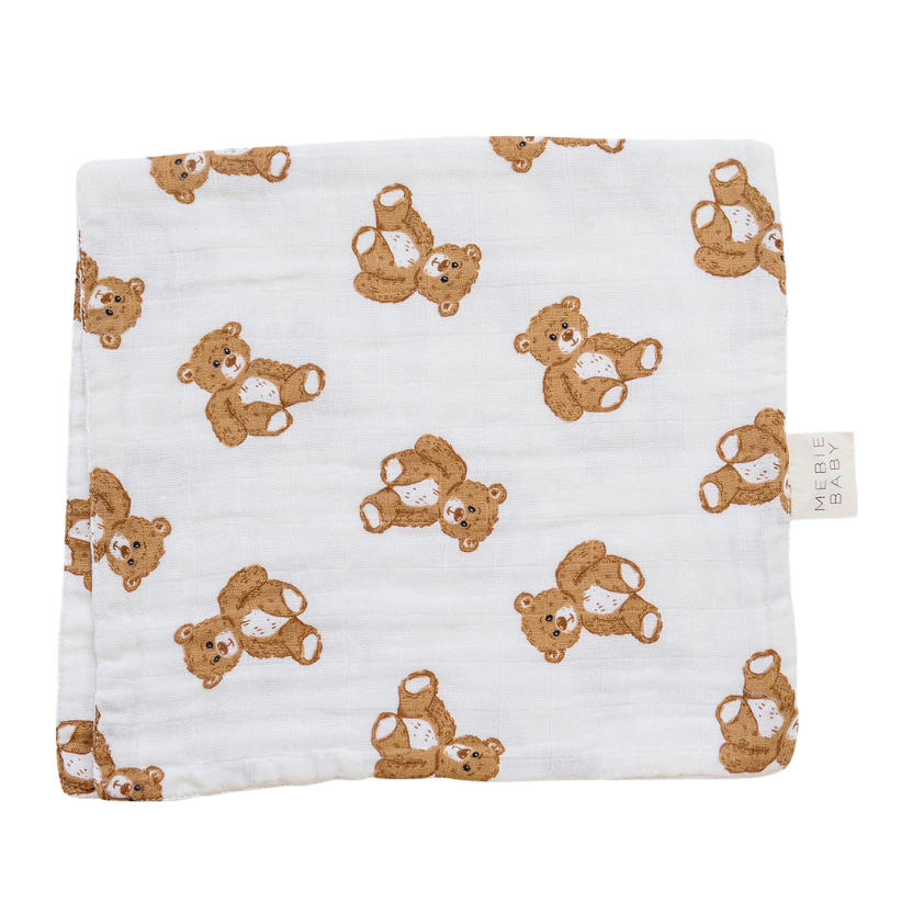 Teddy Bear Muslin Burp Cloth