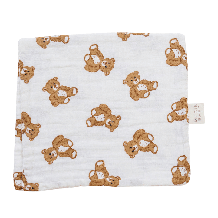 Teddy Bear Muslin Burp Cloth