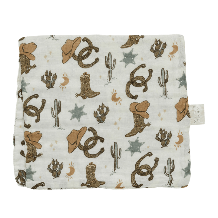 Outlaw Cowboy Muslin Burp Cloth