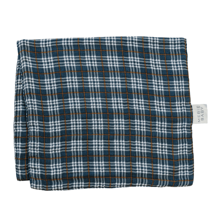 Navy Plaid Muslin Burp Cloth