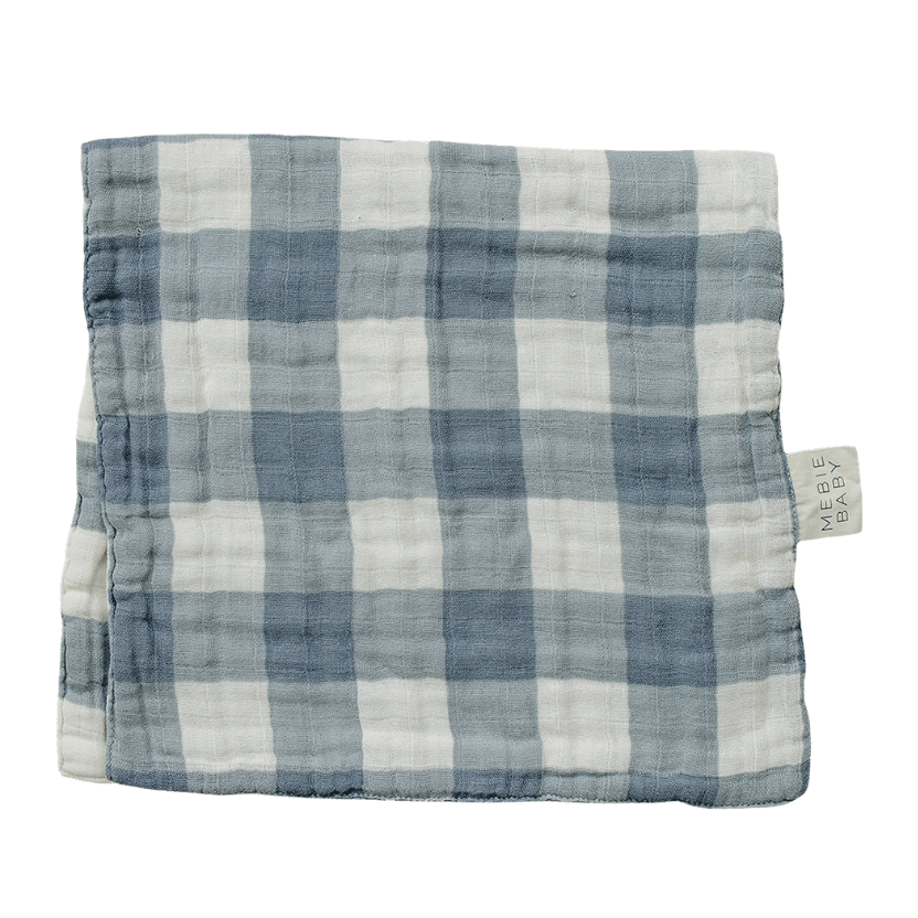 Dusty Blue Gingham Muslin Burp Cloth