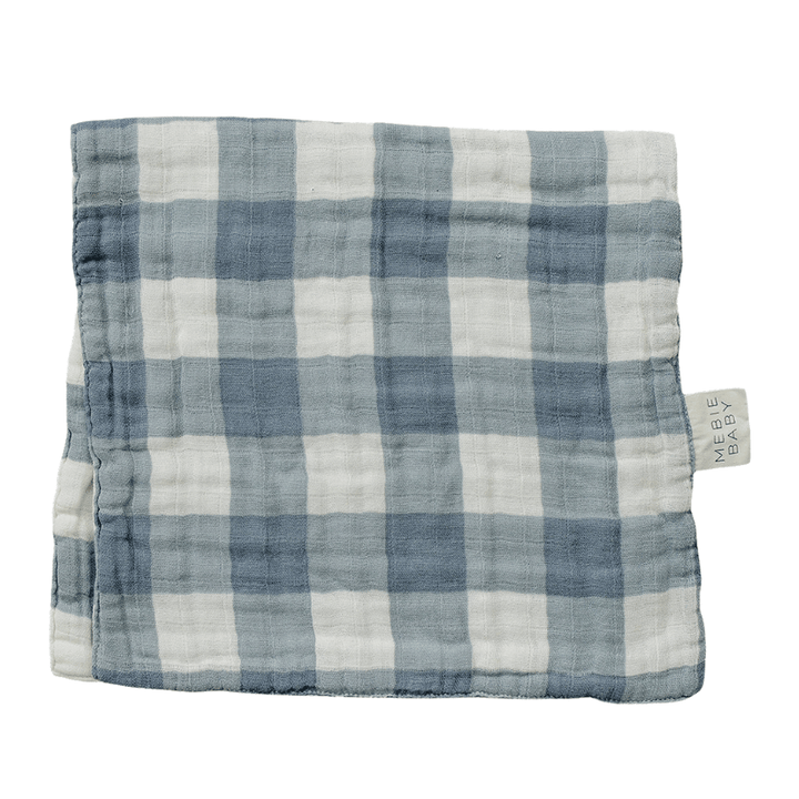 Dusty Blue Gingham Muslin Burp Cloth