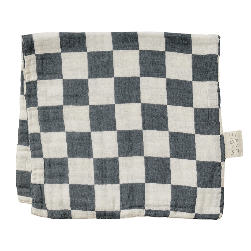 Charcoal Checkered Muslin Burp Cloth