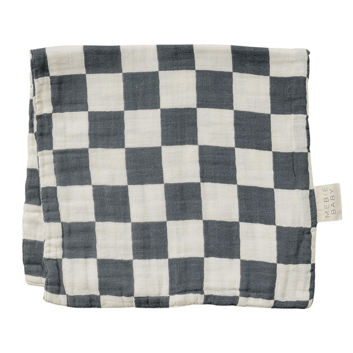 Charcoal Checkered Muslin Burp Cloth