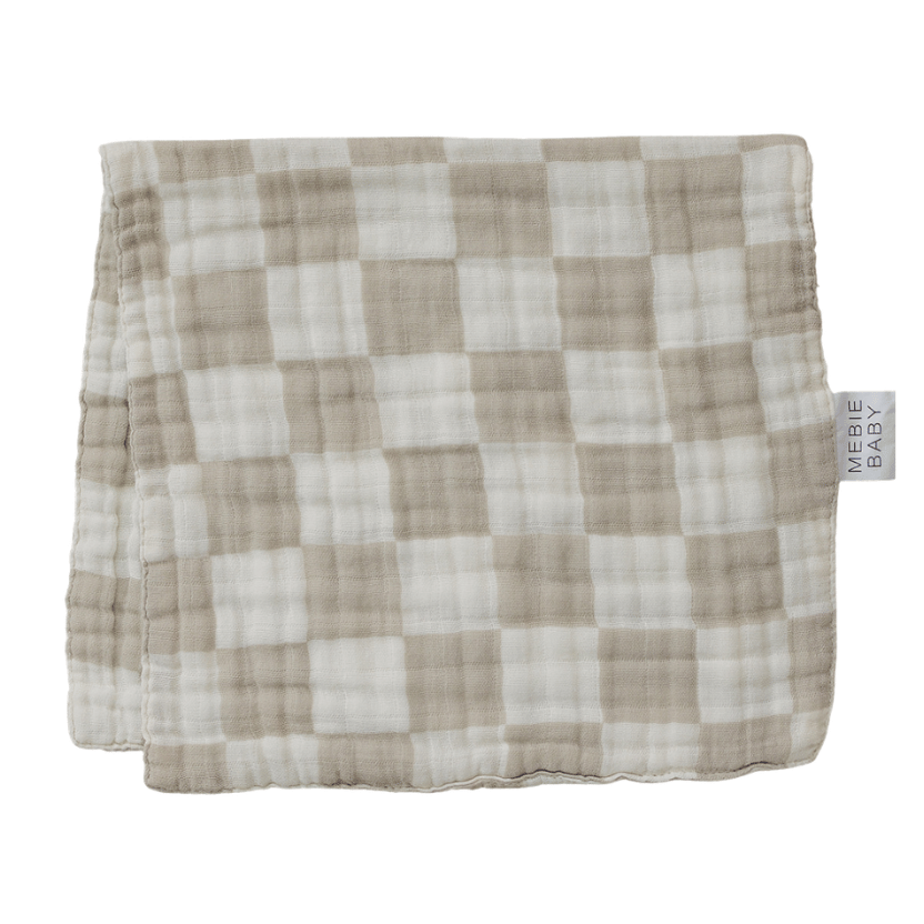 Taupe Checkered Muslin Burp Cloth