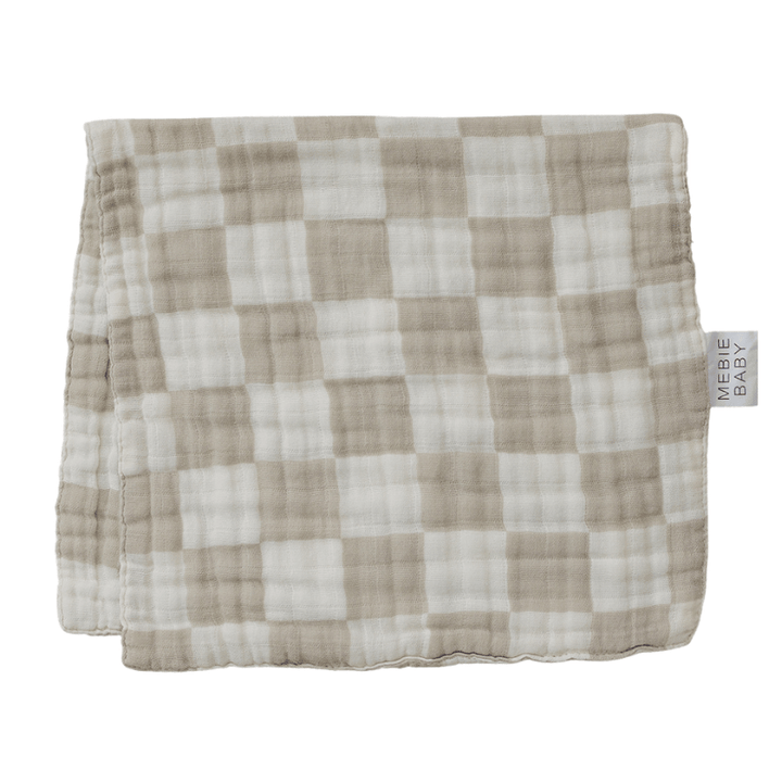 Taupe Checkered Muslin Burp Cloth