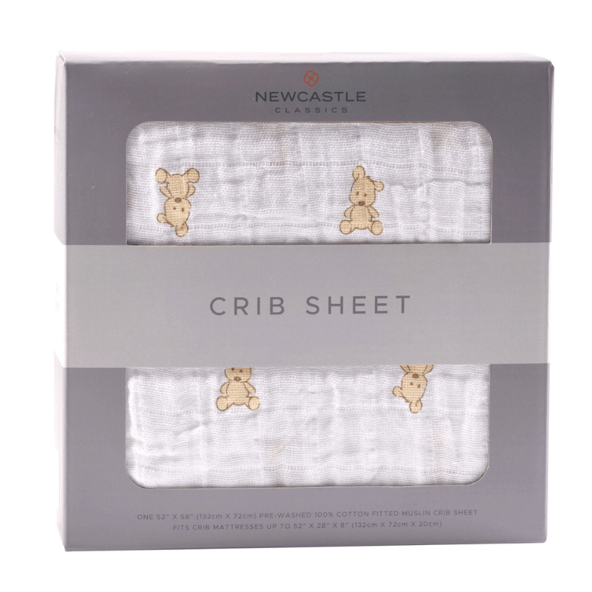 Teddy Bear Cotton Muslin Crib Sheet