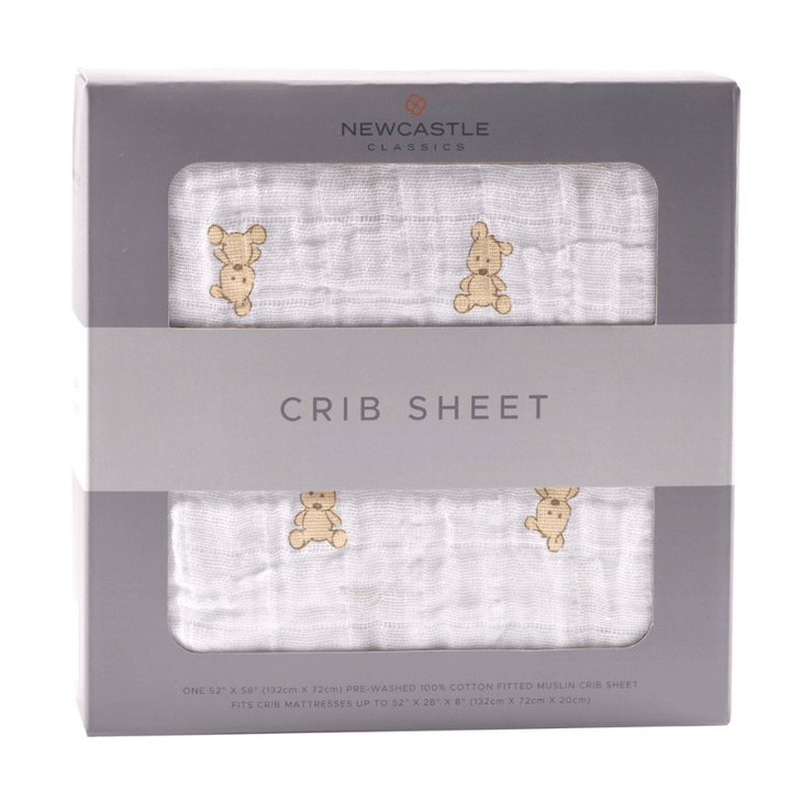 Teddy Bear Cotton Muslin Crib Sheet