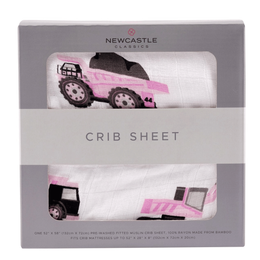 Pink Digger Bamboo Crib Sheet