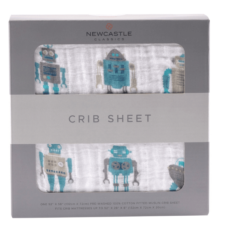 Robot Cotton Muslin Crib Sheet