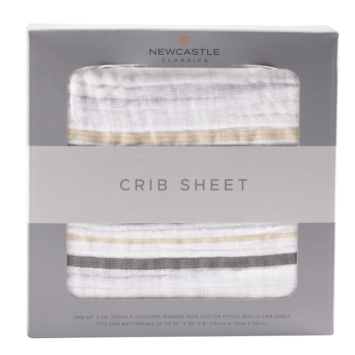 Grey Stripe Cotton Muslin Crib Sheet