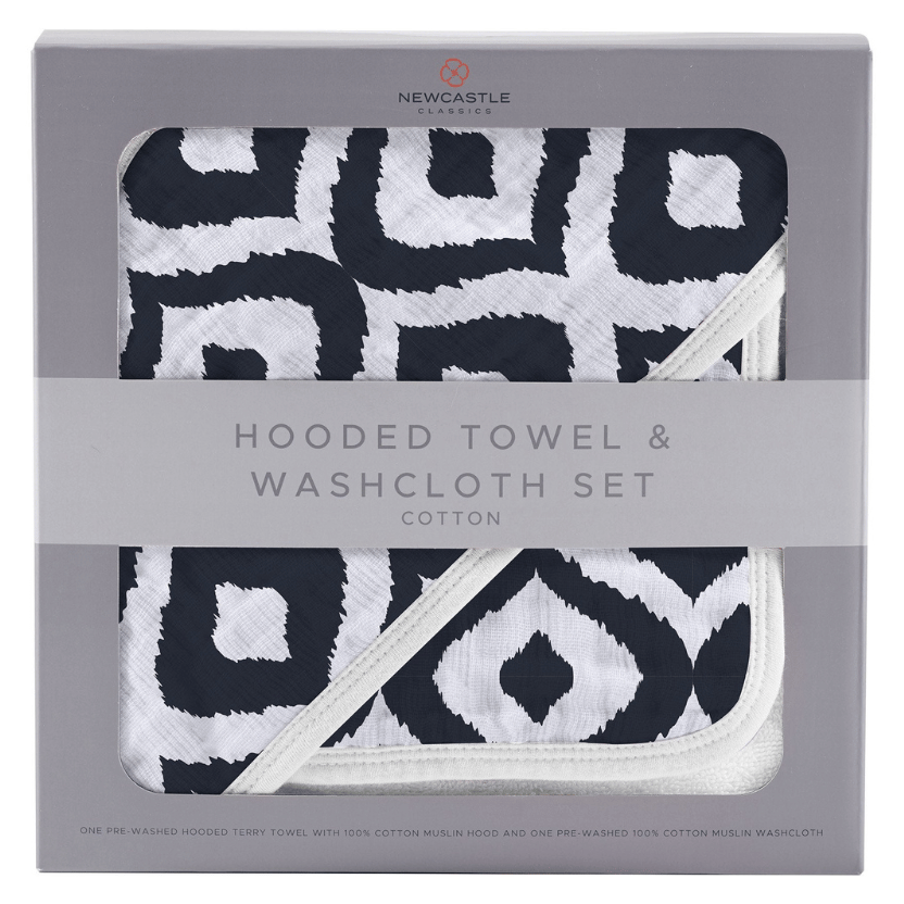 Moroccan Blue Hooded Towel and Washcloth Set