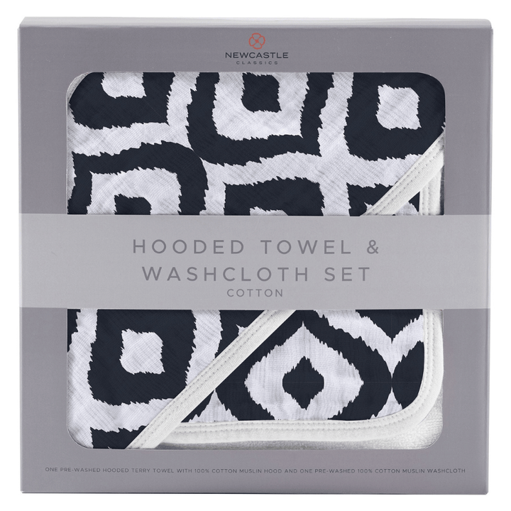 Moroccan Blue Hooded Towel and Washcloth Set