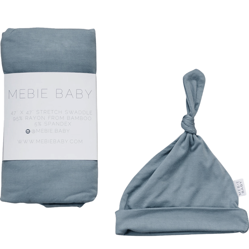 Dusty Blue Bamboo Hat OR Head Wrap Set