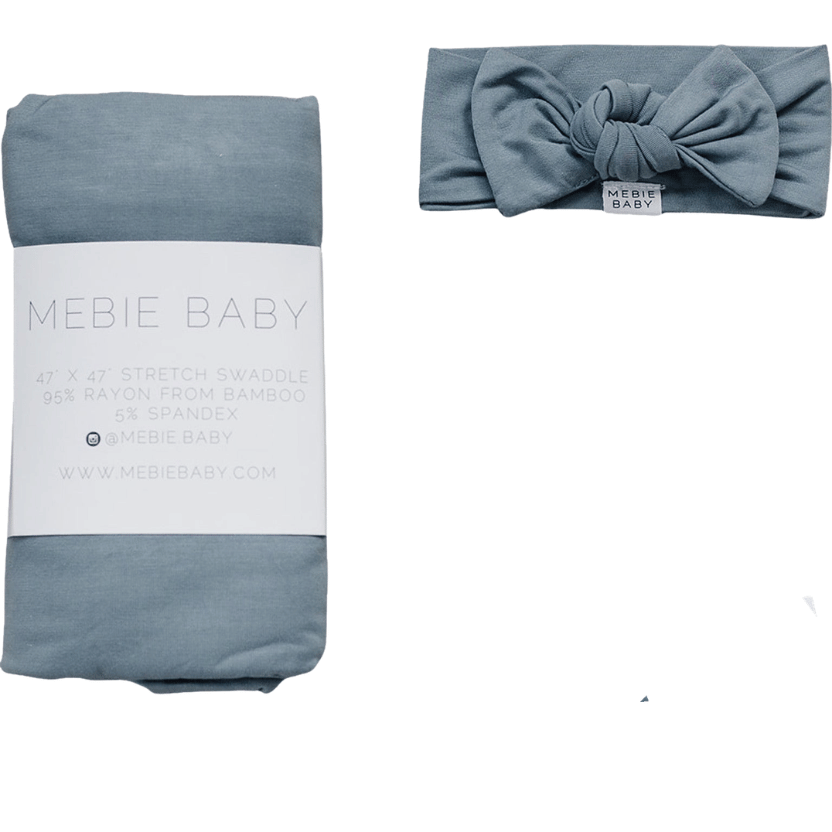 Dusty Blue Bamboo Hat OR Head Wrap Set