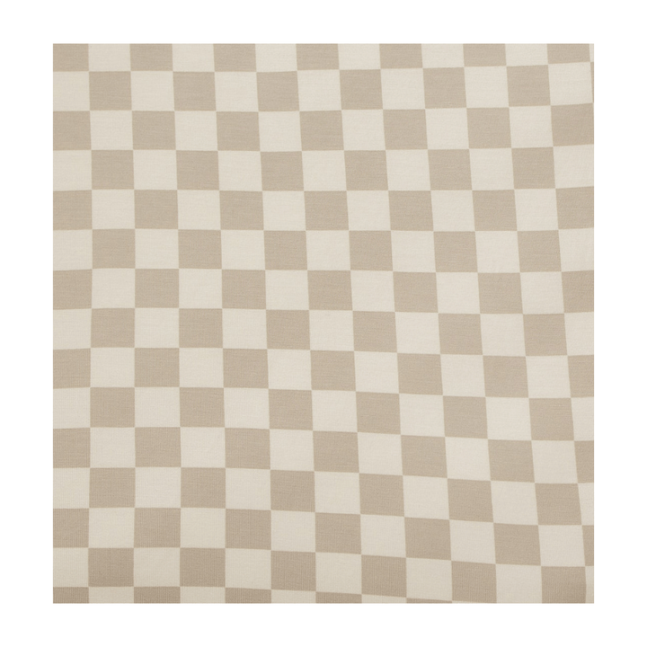Taupe Checkered Bamboo Stretch Crib Sheet