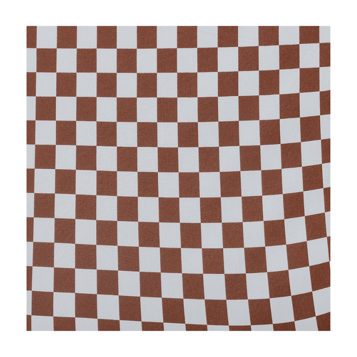 Rust Checkered Bamboo Ribbed Stretch Crib Sheet