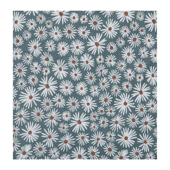 Dark Green Daisy Bamboo Stretch Crib Sheet