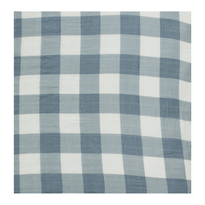 Dusty Blue Gingham Muslin Crib Sheet